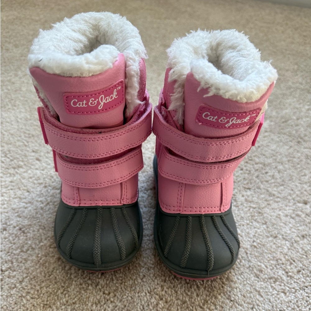 Cat & Jack Toddler Pink and Gray Snow Boots